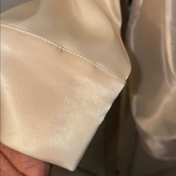 Fashion Nova Ivory Satin Shirt Dress - Picture 3 of 8